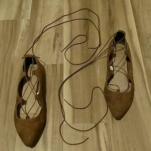 Lace up ballets flats